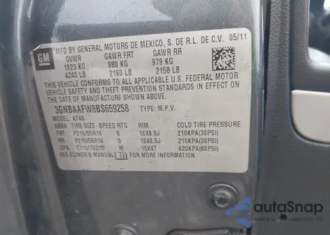 2011 Chevrolet Hhr Ls from USA, damaged, VIN 3GNBAAFW8BS659258